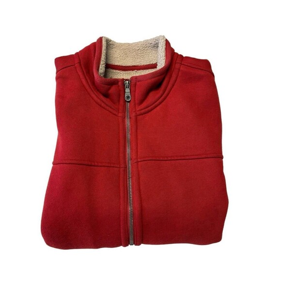 GH Bass Earth Size Large Red Mens Faux Fur Sherpa Fleece Full Zip Vest Jacket - Picture 2 of 6